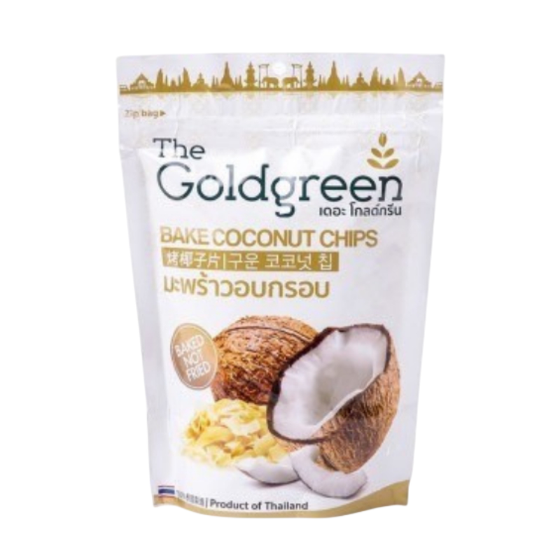 [ຊອງເດີ່ຍວ] The Goldgreen - ມະພຣ້າວອບກຣອບ BAKE COCONUT CHIPS 50 ກຣັມ
