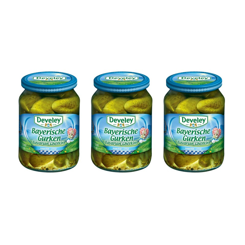 Develey (ດິວີເລຍ໌) Bavarian Gherkins ແຕງກວາດອງໃຫຍ່ ຂນາດ 670 ກຣັມ ແພັຄ 3 ຂວດ