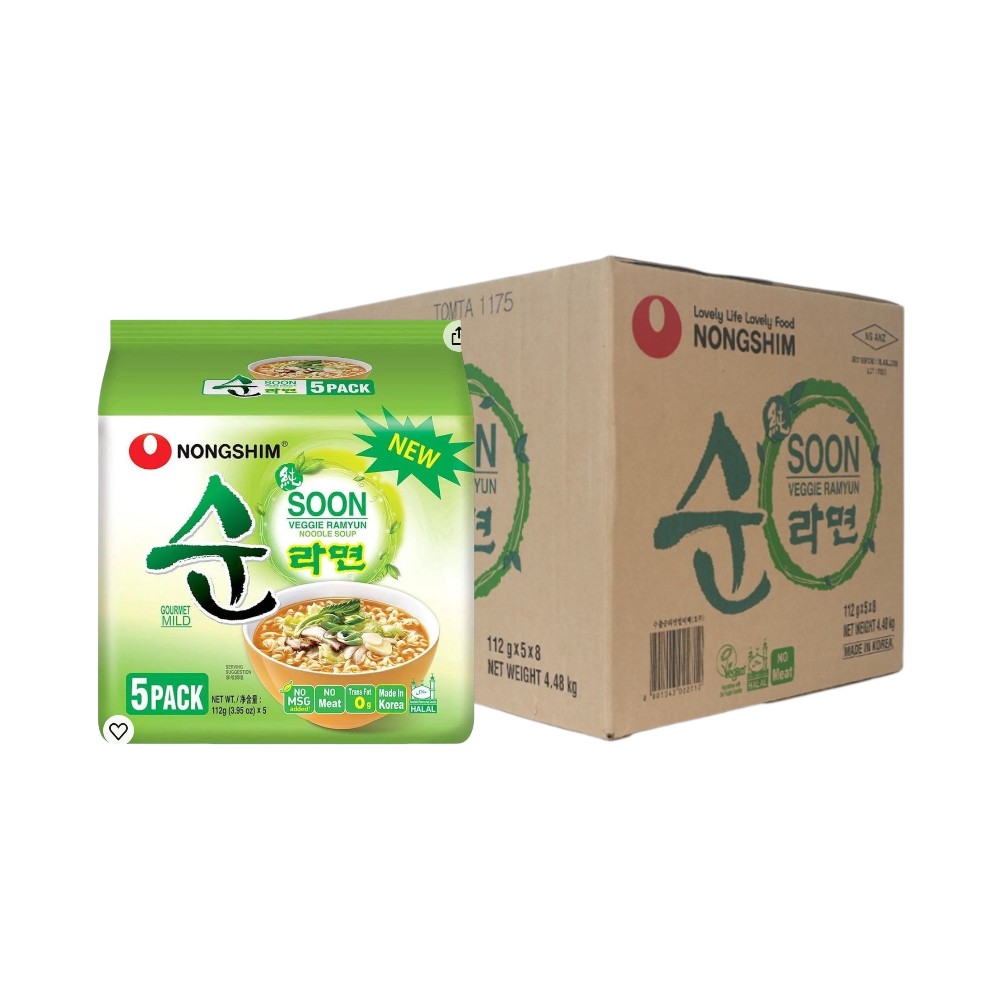 [ຂາຍຍກລັງ] Nongshim Soon Veggie Ramyun ນງຊິມ ບະຫມີ່ກຶ່ງສໍາເຣັຈຣູປ ຊຸນ ເວຈຈີ ຣາເມີຍນ ຣສຜັກ 1 ລັງມີ 40 ຊອງ