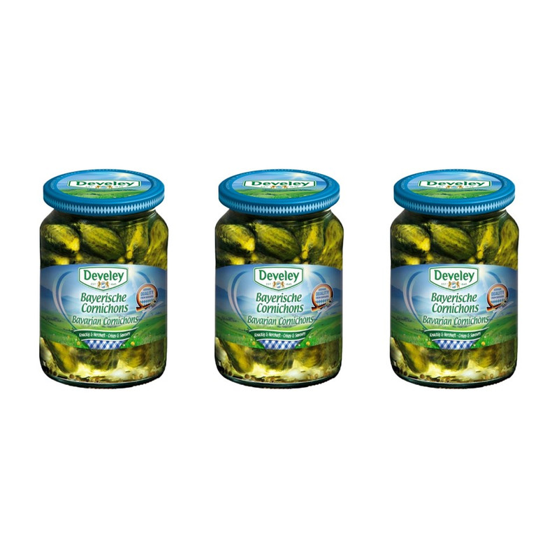 Develey (ດິວີເລຍ໌) Bavarian Cornichons (ແຕງກວາດອງເລັກ) ຂນາດ 330 ກຣັມ ແພັຄ 3 ຂວດ