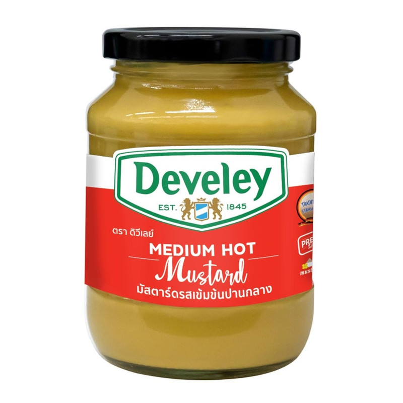 Develey (ດິວີເລຍ໌) Medium Hot Mustard (ມັສຕາຣ໌ດເຜັດປານກລາງ) ຂນາດ 350 ກຣັມ