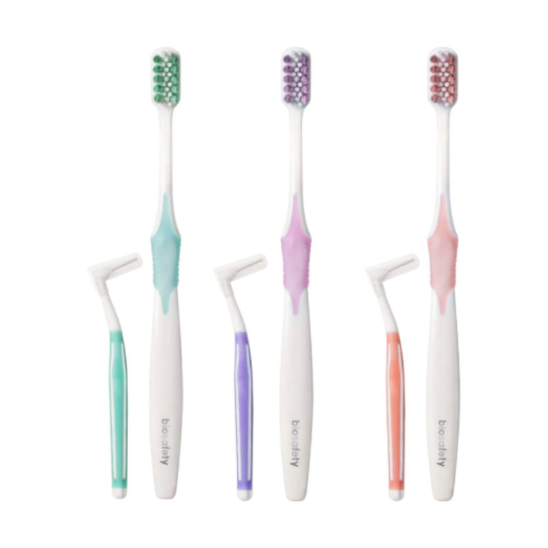 Biosafety ແປຣງສີຟັນ Orthodontic + ແປຣງຊອກຟັນ L Shape x 3