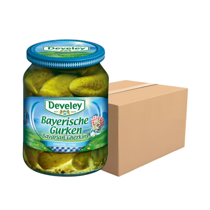 Develey (ດິວີເລຍ໌) Bavarian Gherkins ແຕງກວາດອງໃຫຍ່ ຂນາດ 670 ກຣັມ ແພັຄ 6 ຂວດ