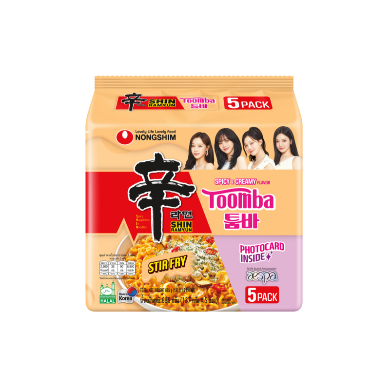 [ແພັຄ 5 ຊອງ] [ແພັຄເກຈ aespa] TOOMBA Nongshim Shin ramyun stir fry Toomba (ນງຊິມ ຊິນຣາມຍອນ ທູມບ້າ) [ສຸ່ມລາຍ]
