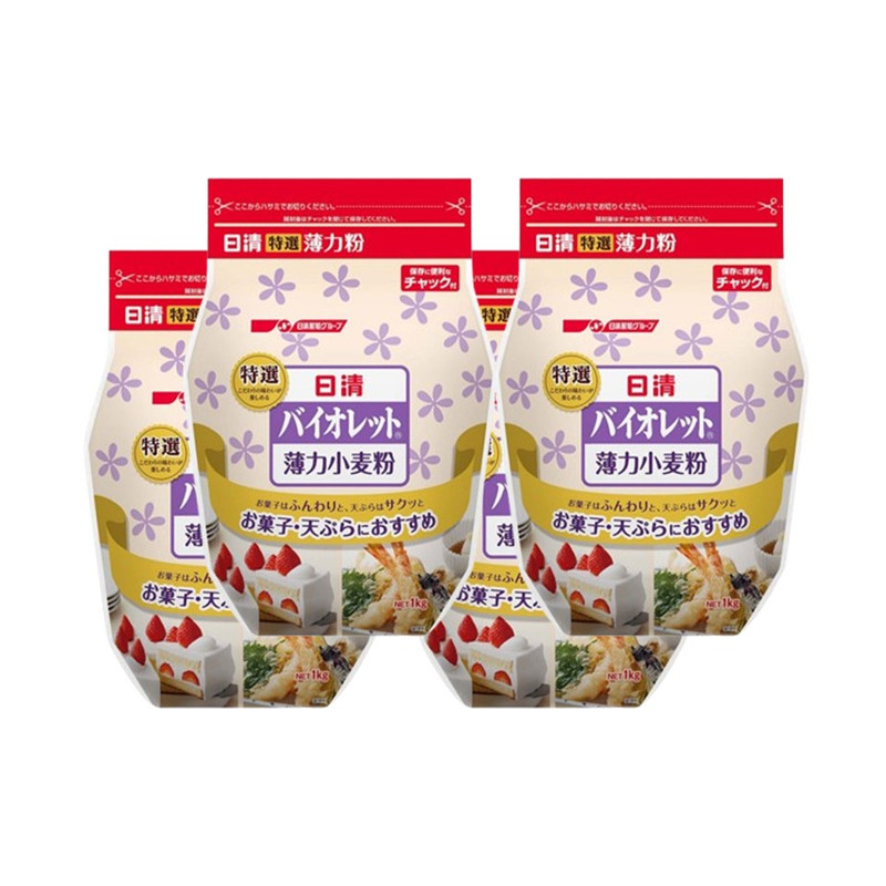 ນິສຊິນ ເວລນາ ແປ້ງສາລີ ອເນກປຣະສງຄ໌ ໄວໂອເລທ ຮາກຸຣິກິໂກະ ໂຄມູກິໂກະ (ຜລິຕໃນປຣະເທສຍີ່ປຸ່ນ) ຂນາດ 1 ກິໂລກຣັມ x  4 ຖຸງ