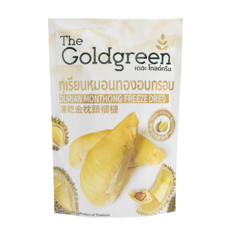 [ຊອງເດີ່ຍວ] The Goldgreen - ທຸເຣີຍນຫມອນທອງອບກຣອບ DURIAN MONTHONG FREEZE DRIED 78 ກຣັມ