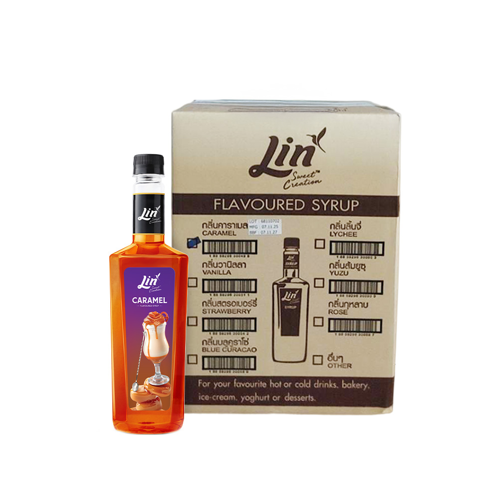 (ຍກລັງ) Lin ລິນ ໄຊຣັປ ກລິ່ນຄາຣາເມລ ນ້ໍາເຊື່ອມສໍາຫຣັບຊາແລະກາແຟ