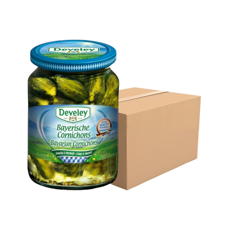 Develey (ດິວີເລຍ໌) Bavarian Cornichons (ແຕງກວາດອງເລັກ) ຂນາດ 330 ກຣັມ ແພັຄ 12 ຂວດ
