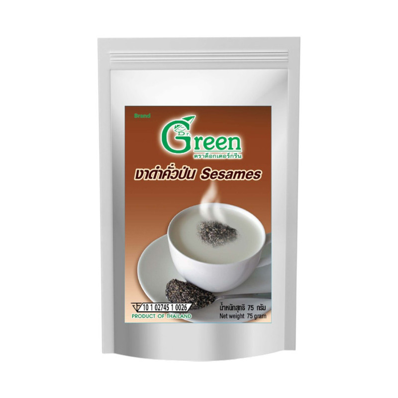 Dr.Green ງາດໍາຄັ່ວປ່ນ ປລອດສາຣ ຄັ່ວແບບໂບຣານ 75 ກຣັມ (Ground Roasted Black Sesame 75 g.)