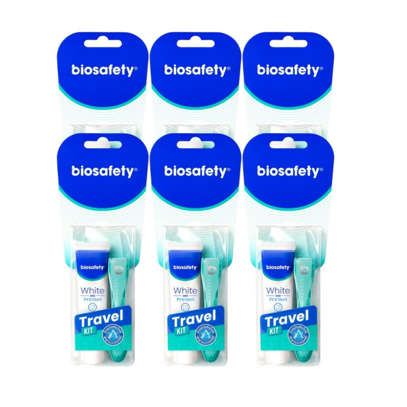 Biosafety Travel Kit ແປຣງສີຟັນແບບພັບໄດ້+ຍາສີຟັນ ຂນາດ 20 ກຣັມ x 6